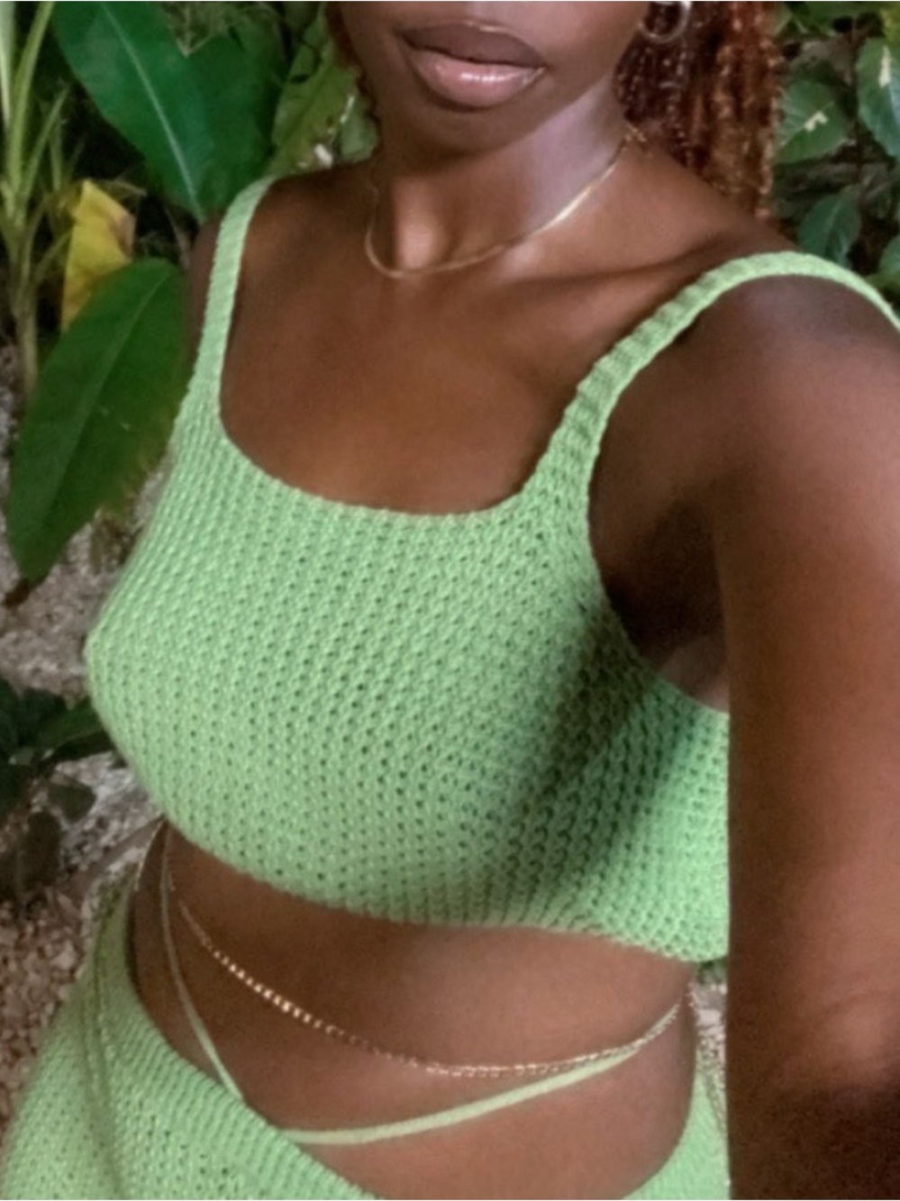 SHEIN Mint Green Crochet Crop Tank